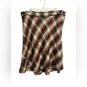Merona Y2K A-Line Knee Length Brown Plaid Preppy Academia Skirt Sz. 18W NWT
